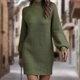 thumbnail image 2 of Medio cuello alto suéter vestido corto mujeres sexy ropa de calle estilo traje de vacaciones, 2 of 8
