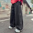 thumbnail image 2 of Generic Kids Straight Leg Jeans Retro Print Cargo Denim Pants Baggy Black Jeans/Fashion Y2k Elastic Waist School Trousers, 2 of 7