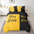 thumbnail image 2 of Homewish Couple Valentine's Day Bedding Comforter Set 7pcs, Her Side and His Side Queen Bedding Sets, Black Orange Fashion Splicing Reversible Queen Sheet Sets, Ultra Soft Bedroom Decor, 2 of 7