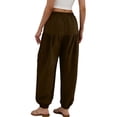 thumbnail image 2 of POIUYTR Women Cotton Linen Pants Summer Casual High Waist Ankle Length Pants Vacation Beach Trousers With Pockets, 2 of 6