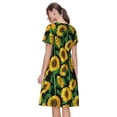 thumbnail image 2 of Bixox Robe d'Été à Manches Courtes pour Femmes Robe Ample Longueur Genou avec Poches-Tournesol 1, 2 of 7
