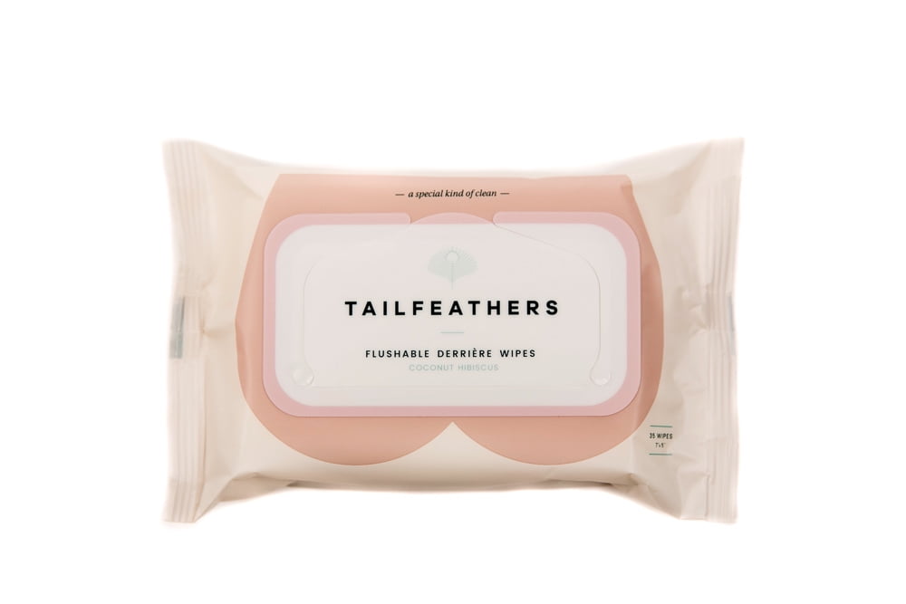 Tailfeathers Coconut Hibiscus Flushable Wipes, 1 Pack of 35 Wipes