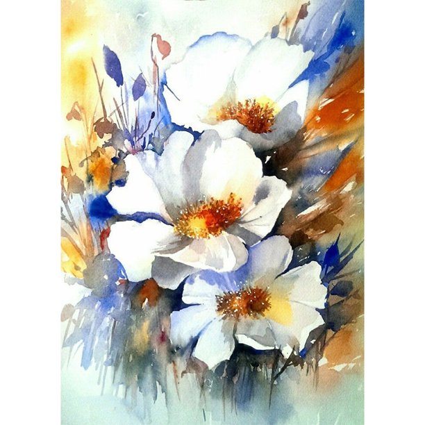 Cuadros Decorativos (DB2646) 5D DIY taladro completo diamante pintura flor punto de cruz bordado (W197) 30x40cm Ehuebsd embutido en tela
