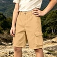 thumbnail image 4 of Lullu Boys Twill Cargo Shorts Active Stretch Summer Shorts with Pockets, Khaki, Sizes 4-14, 4 of 4