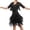 Black, variant on Women's Ballroom Dance Costume Short Sleeve V Neck Pleated Long Fringed Tango Latin Dance Dress