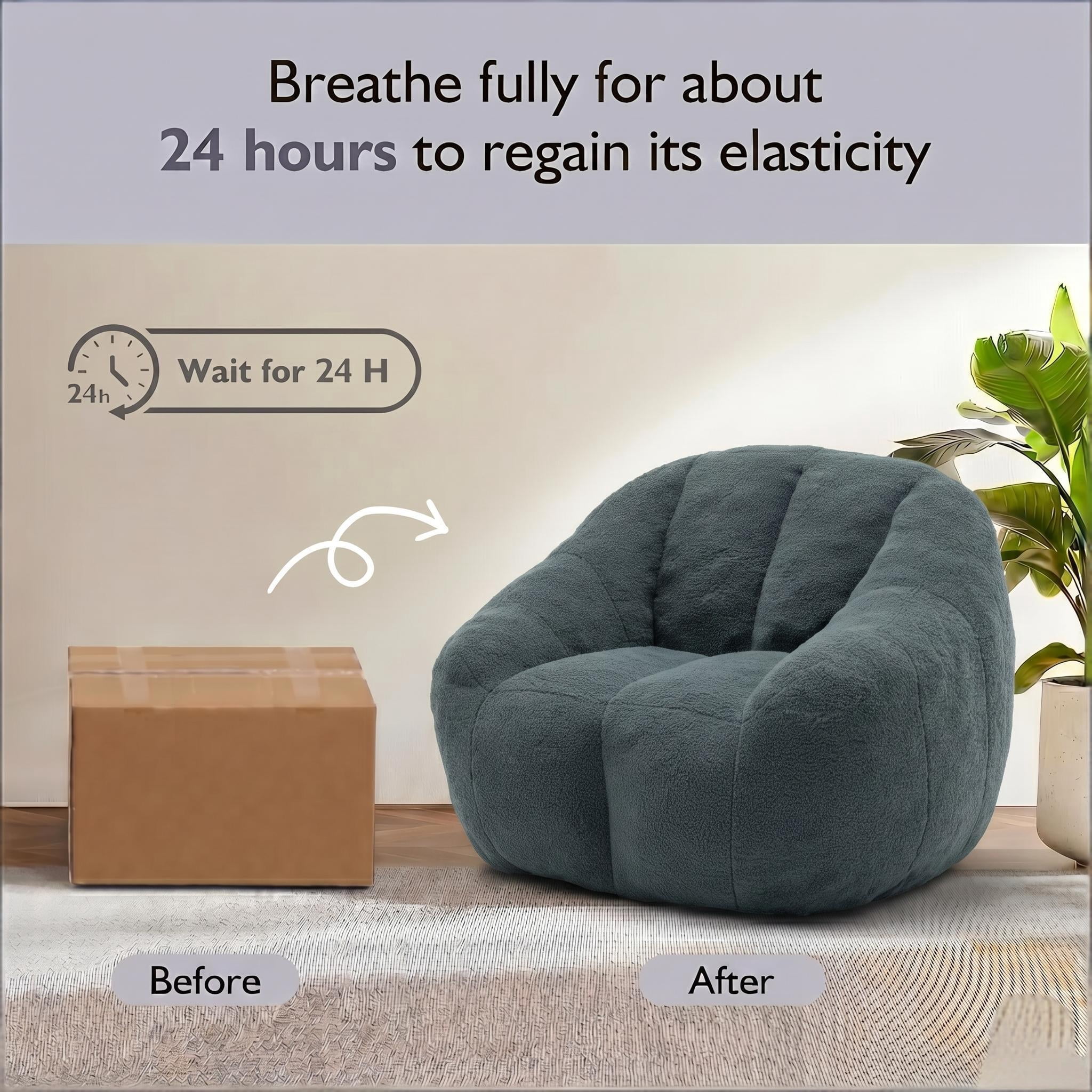 Howcool Bean Bag Chair with Filler, Memory Foam Tufted Fluffy Lazy Sofa for Living Room Dorm Apartment