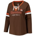 thumbnail image 2 of Women's Fanatics Brown Cleveland Browns Plus Size Won & Done Lace-Up V-Neck Long Sleeve T-Shirt, 2 of 3