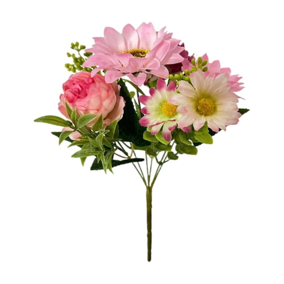 Meiiso 6-Head Artificial Pink Sunflowers Stems (Pink Sunflower Stems, Artificial Sunflowers), 1 Bouquet of Artificial Flowers, Sunflower Chrysanthemum Peony Flowers for Table Home Wedding Decoration