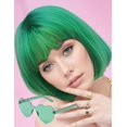 thumbnail image 1 of MIUSKATL Peluca y gafas de sol de 12.0 in con flequillo corto para mujer, disfraz de fiesta de cosplay (verde oscuro), 1 of 1