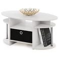 thumbnail image 5 of Jaya Simple Design Oval Coffee Table with Bin for Living Room, White Oak/Chrome/Black, 5 of 6