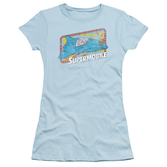 DC Comics Supermobile S/S Junior Women's T-Shirt Sheer Light Blue
