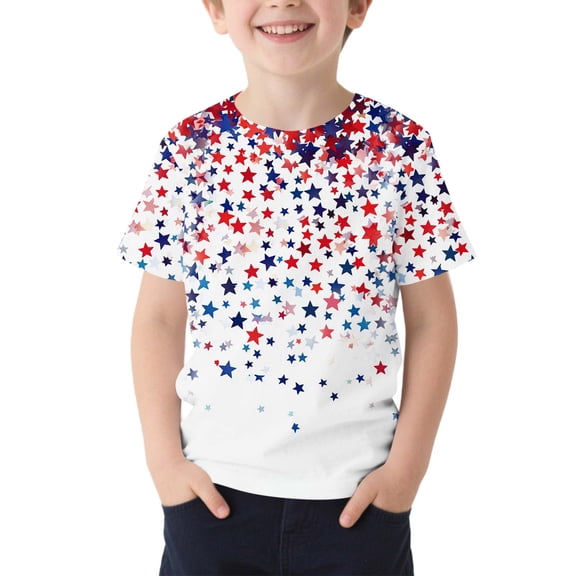 Cethrio Boys 4th of July T-shirts, Casual Summer Short Sleeve Gifts Graphic Tees Multicolor Size 10-12