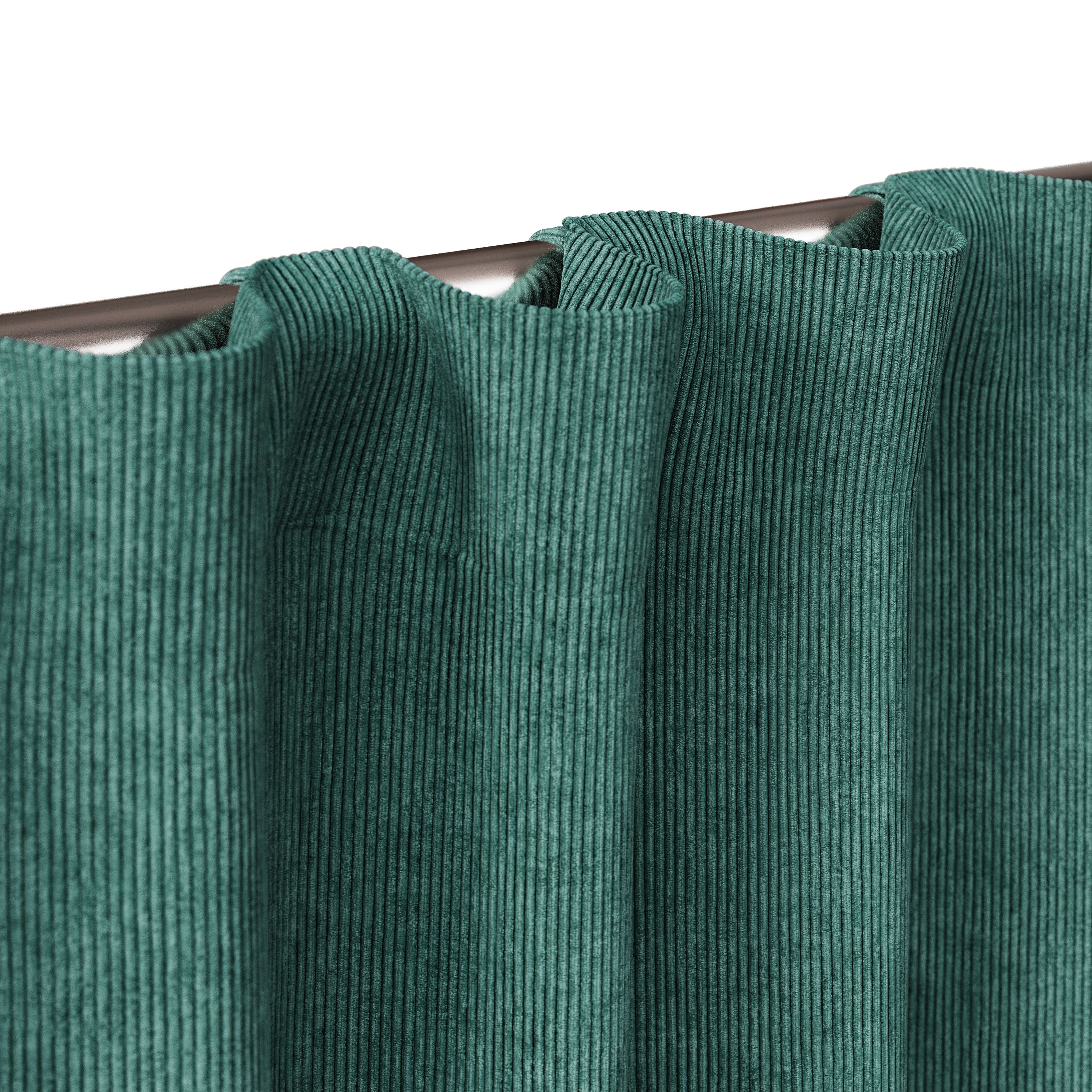 Mainstays Kids Dark Green Solid Ribbed Corduroy Blackout Rod Pocket with Back Tabs Single Curtain Panel, Set of 1, 38" W x 63" L