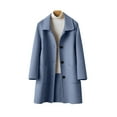 thumbnail image 2 of Women's Classic Wool Blend Peacoat, Single Breasted Mid-Length Coat, Notch Lapel Winter Overcoat, Elegant Long Sleeve Coat, Warm Winter Trench Coat, Formal Casual Overcoat Blue XXXXL, 2 of 6