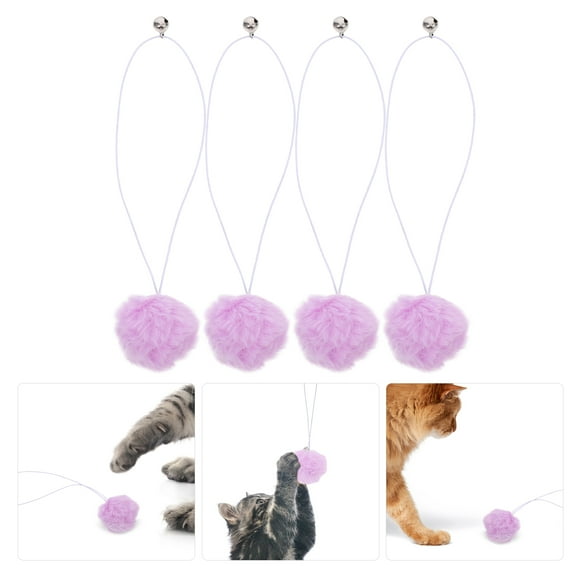 LEORX 4Pcs Cat Hanging Toy Balls with Bell Interactive Play for Home Use