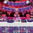 thumbnail image 6 of Disco Theme Birthday Party Supplies,70s 80s Disco Theme Birthday Party Disposable Tableware Set Including Paper Plates Napkins Tablecovers Cups Straws Serves 16 Guests, 6 of 6