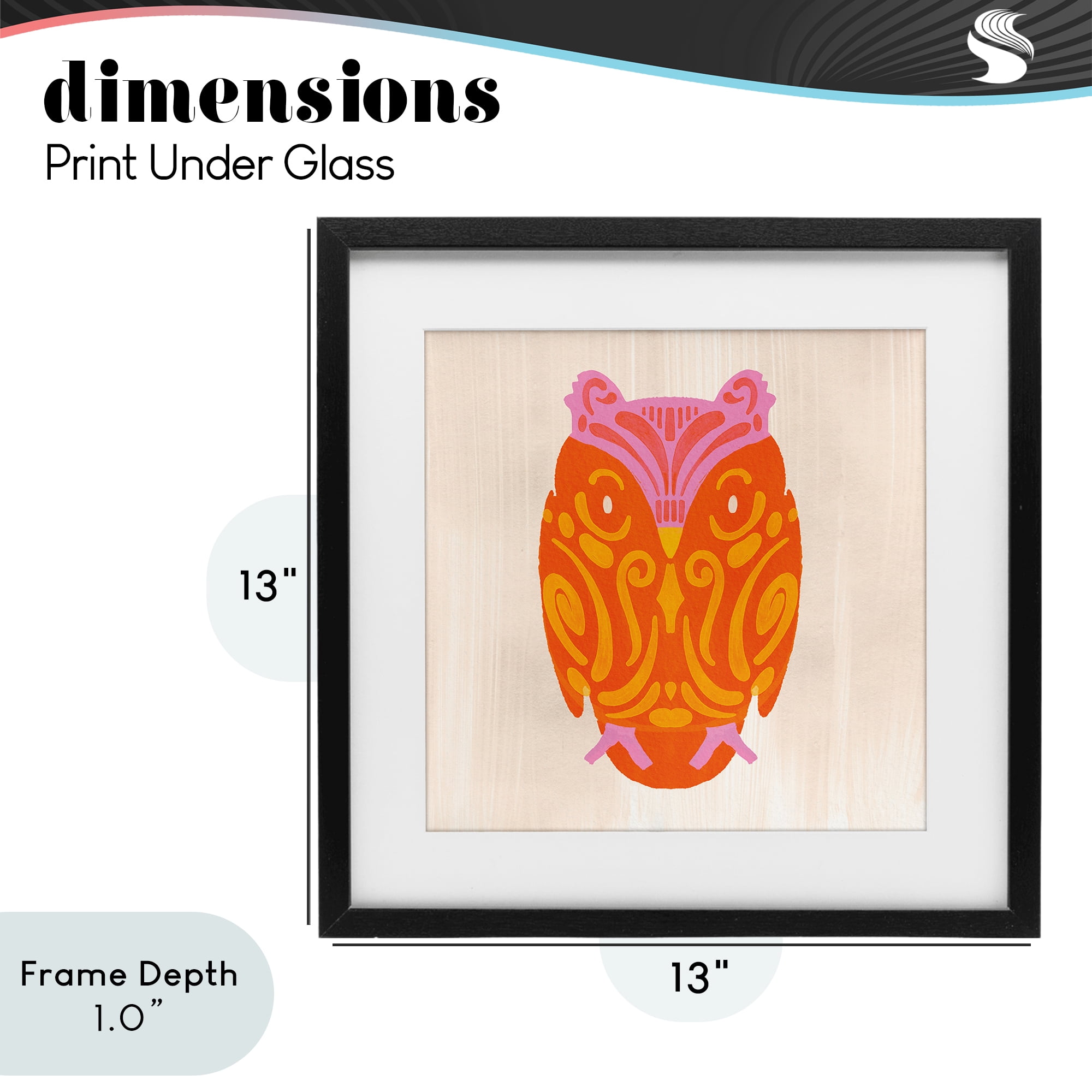 Stupell Industries Vibrant Folk Owl Motif Black Framed Print Under Glass, design by The Paper Curator