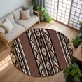 thumbnail image 3 of 7ft Round Rug, Brown Boho Non-Skid Rubber Backing Large Area Rugs - Living Room Bedroom Home Office, Vintage Ethnic Tribe Retro Abstract Art Indoor Floor Mat Carpets Washable Rug, 3 of 9