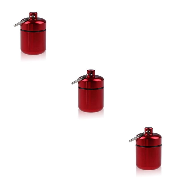 Mini pastillero Injueey Caja de almacenamiento Aleación de aluminio Llavero Botella Rojo