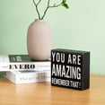 thumbnail image 5 of Inspirational Wooden Box Sign You are Amazing Remember That Wood Box Sign Home Decor Motivational Quote Desk Decor Thank You Gift for Home Office Bedroom Table 5x5inch, 5 of 6