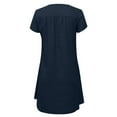 thumbnail image 5 of Cyber&Monday Deals Women's Shift Dress V-Neck Short Sleeve Cotton Line Dresses Solid Color Loose Fit T-Shirt Tunic Short Dres, 5 of 8