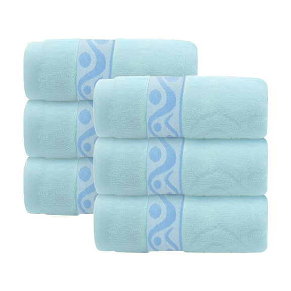 Pedty Towel Bathroom Bathroom Hand Towel Sets 6Pc Towels (34Ã74Cm) Soft, Absorbent and Premium Bathroom Wash Cloth - Extra-Absorbent | Fingertip Towel | Hotel Towel| Spa Towel Light Blue