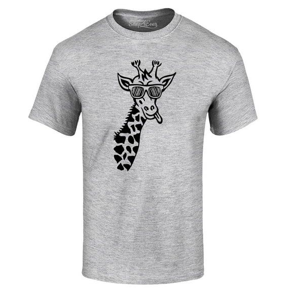 Shop4Ever Men's Cool Giraffe Cute Animal Graphic T-shirt Large Sports Grey