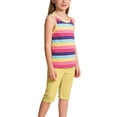 thumbnail image 4 of Ashirexll Vêtements d'Été pour Filles, Haut Mode Sans Manches à Rayures à Col Rond avec Short Court à Taille Élastique, Ensemble Décontracté, 4 of 6