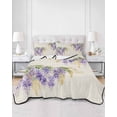 thumbnail image 2 of Quilts Twin Size Bedding Set, Purple Weeping Floral Lightweight Quilted Comforter, Spring Summer Pastoral Flowers Rustic Reversible Bedspread Coverlet with Pillow Covers for All Season, 68" x 86", 2 of 7