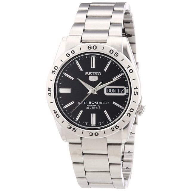 WATCH SEIKO STAINLESS STEEL BLACK SILVER MEN SNKE01K1