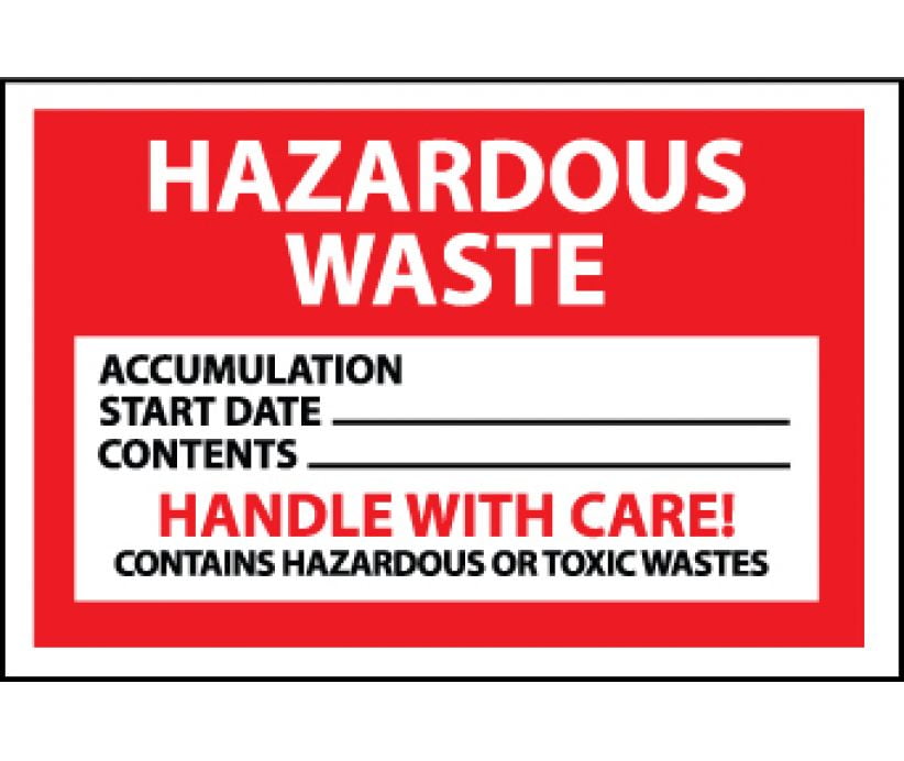 HAZARDOUS WASTE HANDLE WITH CARE HAZMAT LABEL