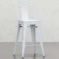 thumbnail image 4 of 24-Inch Metal Stools Set for Counter (2 Pieces) | Supportive Seating for High Top Tables | High-Quality Iron Construction with White Coating | Curved Backs with Vertical Slat for Comfort, 4 of 5