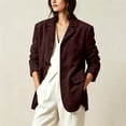 thumbnail image 2 of WAGUTH Women Vintage Faux Suede Blazer Jackets Notched Lapel Single Breasted Loose Casual Suit Coat With Pockets, 2 of 6