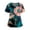 Cyan, variant on Scrubs for Women V Neck Plus Size Scrubs Tops Vintage Floral Print Nursing Stretch Fitted Holiday Short Sleeve Fashion Uniform Shirts With Pockets Blue 5XL