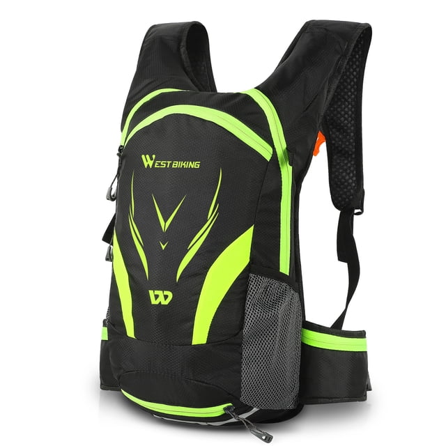 WEST BIKING WEST BIKING Reflective Cycling Backpack, 16L Oxford Cloth, Lightweight & Water-Resistant, Green/Grey, Waist Straps for Enhanced Durability