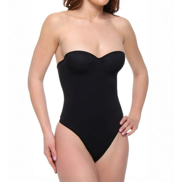 Women's Annette 10496 Convertible Strapless Shaping Thong Bodysuit (Black  36B) 