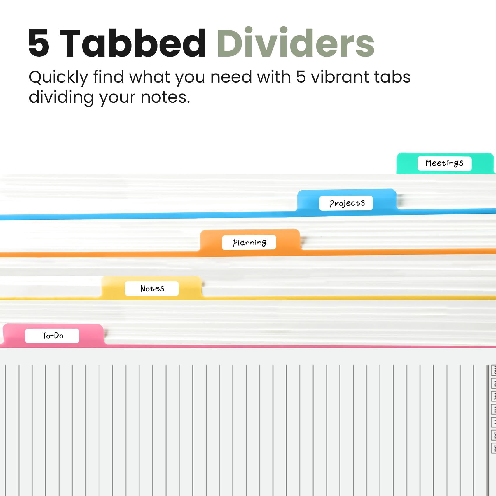 Hardcover Spiral Journal Notebooks For Work With Removable Dividers & Tabs  8.5"x11" 5 Subject Notebook Note Taking Organizer A4 College Ruled Lined Women Writing Green 280 Pages