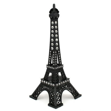 Unique Bargains Alloy Rhinestone Paris Eiffel Tower Miniature Sculpture Model Ornament Black