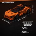 thumbnail image 7 of Remocguys Orange Sports Car Building Set Compatible with Lego Racing Cars Collectible Model for Adults Teens 345pcs, 7 of 7