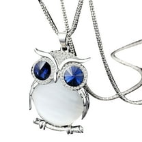 Guodhu Dainty Crystal Owl Necklace Long Sweater Chain Rhinestone Owl Bird Necklace Pendant for Women