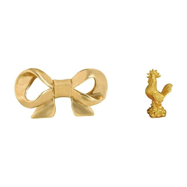 Tirador de mueble con lazo de latón, figura de pollo coleccionable, estatua de resina, ideal para regalar o decorar el hogar.