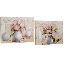 Blooming Vases Canvas Wall Art Set Pink Set of Two 2
