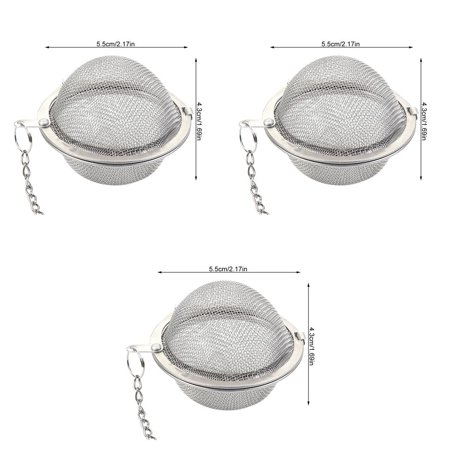 

3pcs Stainless Steel Mesh Tea Ball with Chain Tea Infuser Strainers Interval Diffuser for Drain Rinse Coffee Rice M