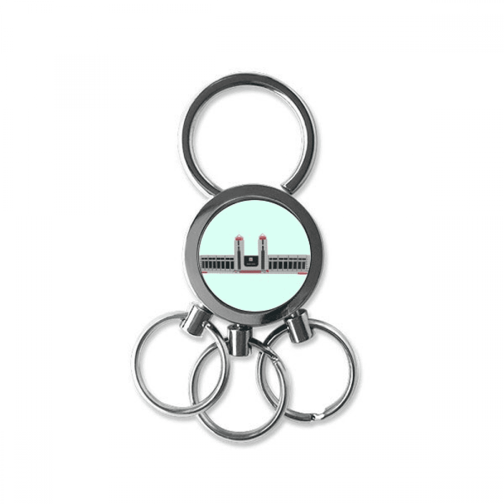 Railway Station Concision Outline Stainless Steel Metal Key Holder Chain Ring Keychain