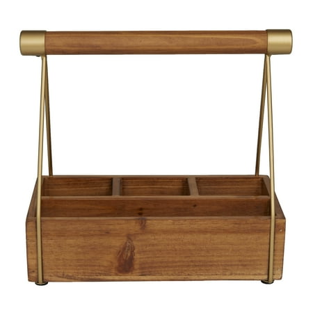 DecMode Wood Modern Farmhouse Style Kitchen Storage, Brown, 6"W, 12"H