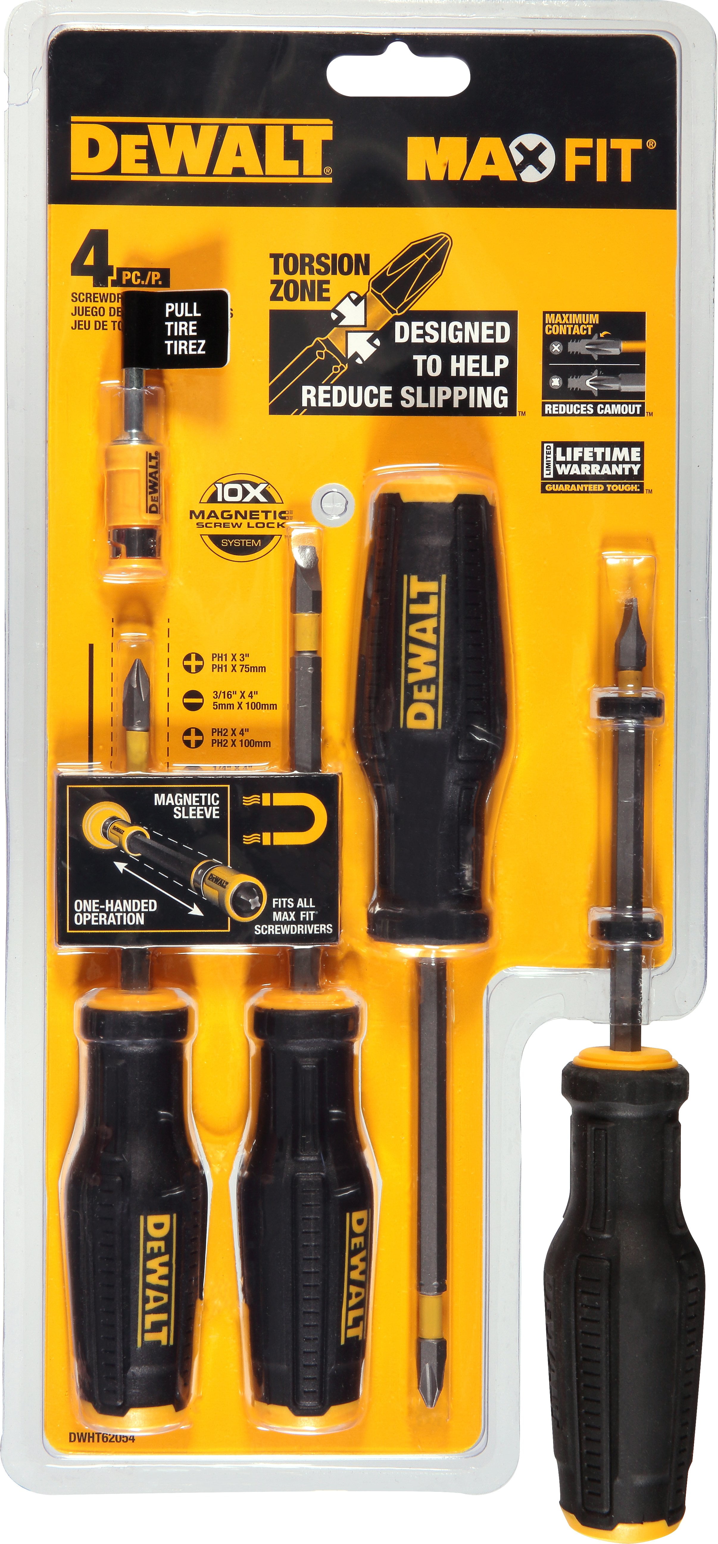 DeWalt Max Fit Phillips Slotted Assorted Screwdriver Set 4 pc