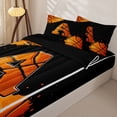 thumbnail image 3 of Castle Fairy Basketball Letter A Zipper Twin Comforter Sets with Fitted Sheet and 2 Pillowcases, Sport Graffiti Splash Zipper Bedding Set, Black Orange,4-Piece,Black Reversible, 3 of 6