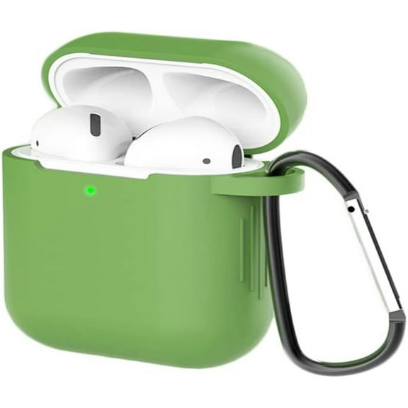 Silicone Case Cover for Airpods 3rd Gen with Carabiner,Protective Soft TPU Skin Case Waterproof Shockproof Cover [Front LED Visible] Compatible with Apple AirPods 3rd(Mustard Green)