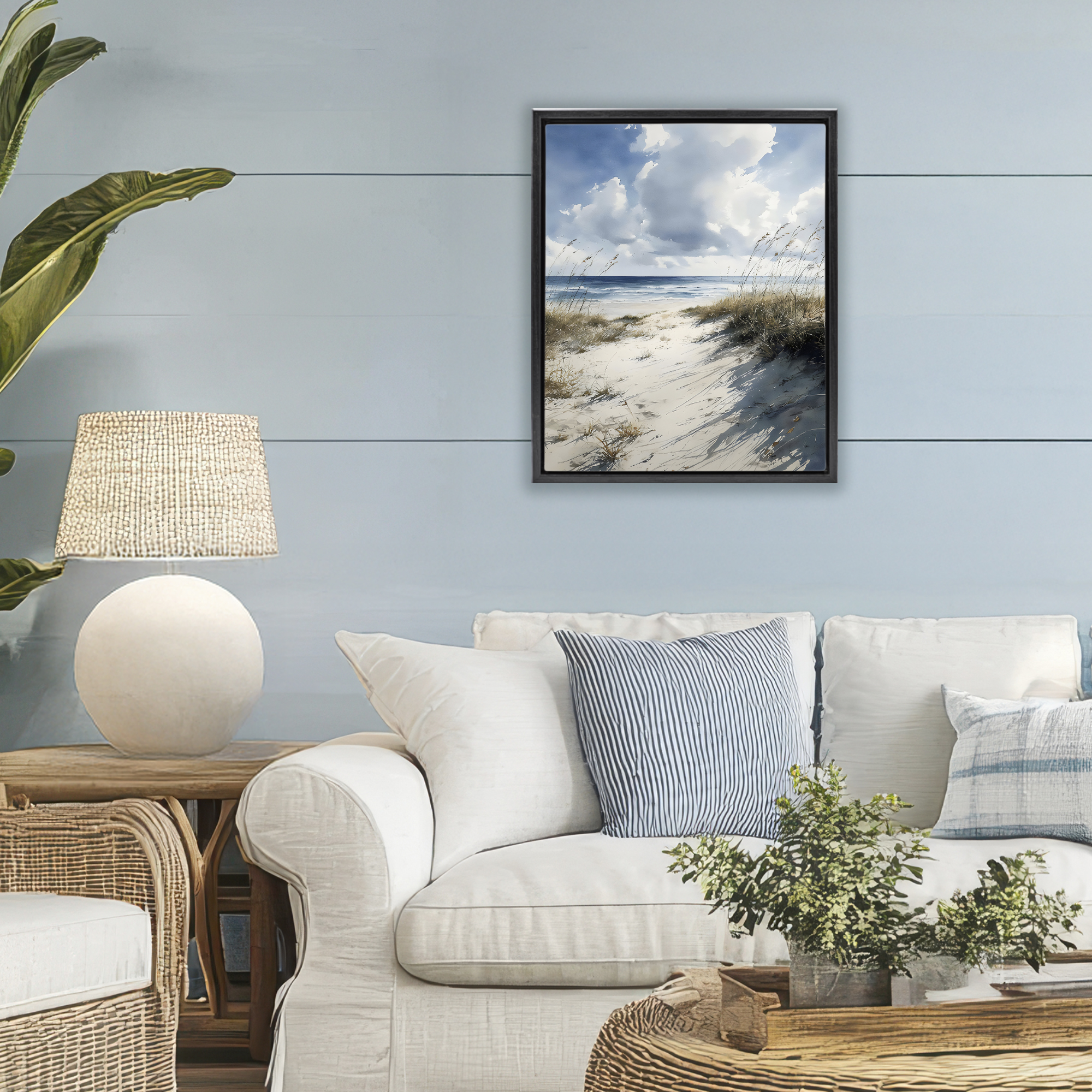 Stupell Industries Dune Beach at Midday Black Framed Floater Canvas Wall Art, design by Franklyn Gregory