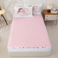 thumbnail image 4 of Metsweet Dreamy Pink Unicorn Zipper Twin Comforter Sets with Fitted Sheet and 2 Pillowcases, Kawaii Animal Zipper Bedding Set,4-Piece,Pink Reversible, 4 of 6